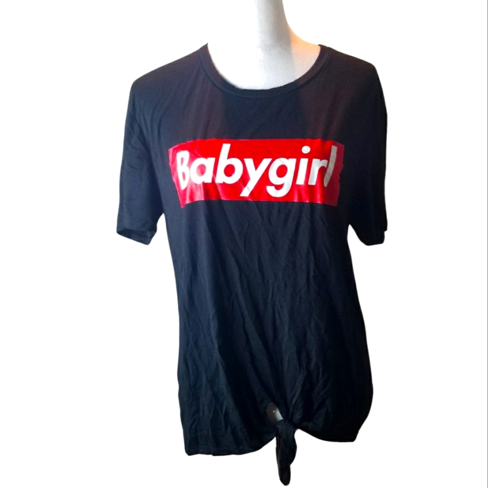 🦋Top Girl L.A. Babygirl Adjustable Tie Front Tee